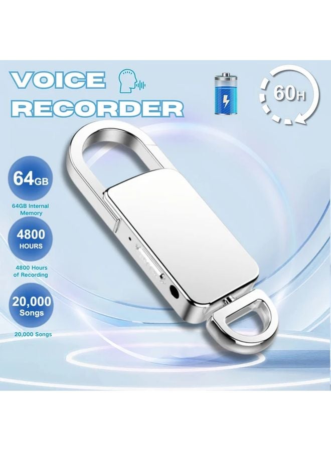 64GB Silvery Digital Voice Recorder HD Audio Recording Pen Long Battery Life Noise Reduction - Image 4