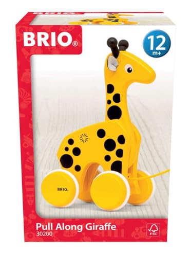 BRIO 30200 Infant Toddler Pull Along Giraffe Wood Baby Toy with Bobbing Head for Kids Ages 1 and up YellowBrown - Image 5