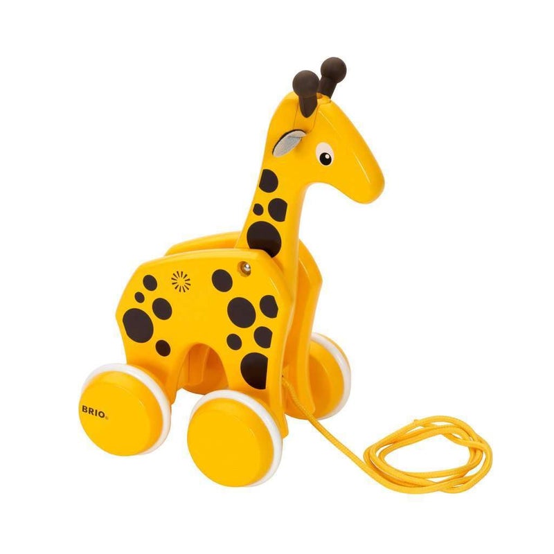 BRIO 30200 Infant Toddler Pull Along Giraffe Wood Baby Toy with Bobbing Head for Kids Ages 1 and up YellowBrown - Image 4