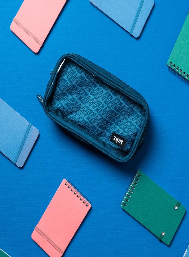 ZIPIT Half & Half Pencil Case, 3 Compartment Zipper Pouch for School, Stationery Bag for Teen Girls Boys and Adults, Teal - Image 5