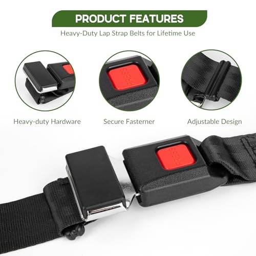 barudan golf 2 Pack Golf Cart Seat Lap Strap Belts Kit Universal Golf Cart Belt Kit Front Rear for Yamaha UTV EZGO, Club Car, Go Kart Not Include Bolts - Image 5