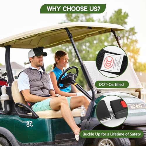 barudan golf 2 Pack Golf Cart Seat Lap Strap Belts Kit Universal Golf Cart Belt Kit Front Rear for Yamaha UTV EZGO, Club Car, Go Kart Not Include Bolts - Image 4