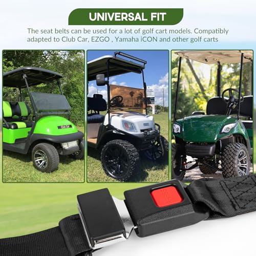 barudan golf 2 Pack Golf Cart Seat Lap Strap Belts Kit Universal Golf Cart Belt Kit Front Rear for Yamaha UTV EZGO, Club Car, Go Kart Not Include Bolts - Image 3