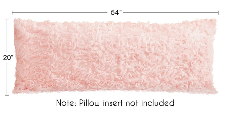 Sweet Jojo Designs Sweet Jojo Designs Pink Floral Rose Body Pillow Case Cover (Pillow Not Included) - Solid Light Blush Flower Luxurious Elegant Princess Vintage Boho Shabby Chic Luxury Glam High End Roses  - Image 5