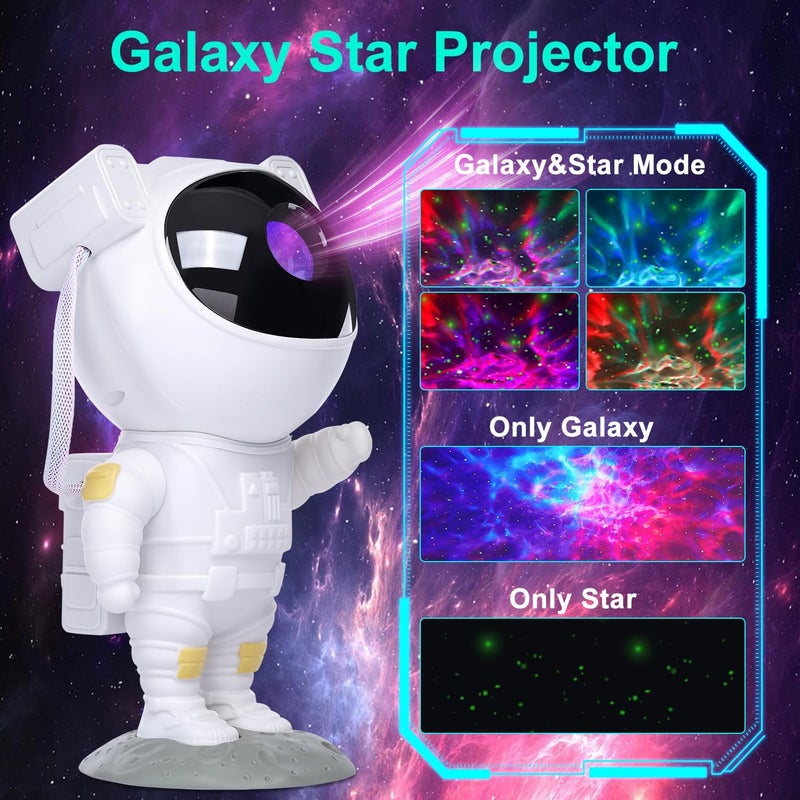 Amosse Star Projector Galaxy Night Light,Birthday Gifts Toys for 2-10 Year Old Boys Girls- Astronaut Starry Nebula Ceiling LED Lamp with Timer and Remote,Projection Lights for Bedroom Décor - White - Image 3