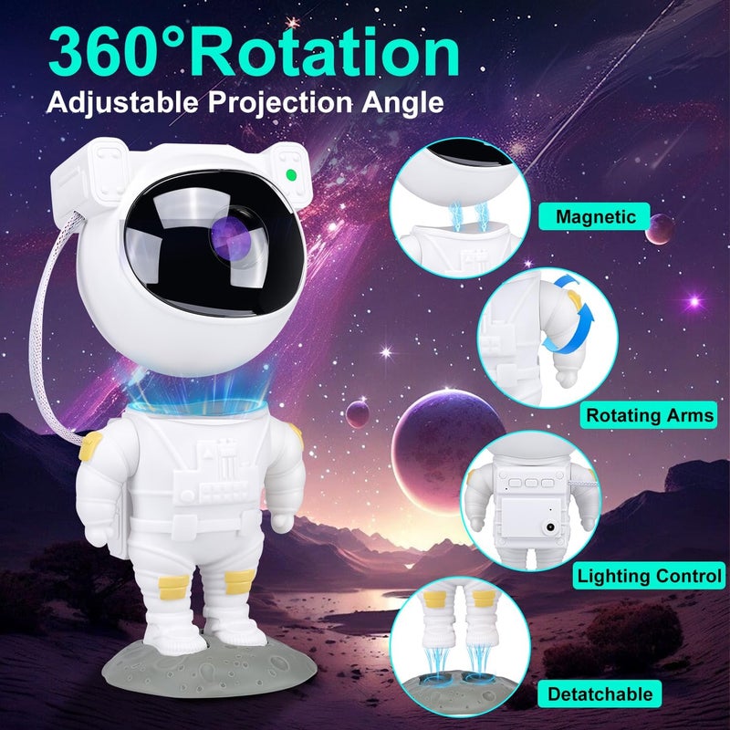 Amosse Star Projector Galaxy Night Light,Birthday Gifts Toys for 2-10 Year Old Boys Girls- Astronaut Starry Nebula Ceiling LED Lamp with Timer and Remote,Projection Lights for Bedroom Décor - White - Image 4