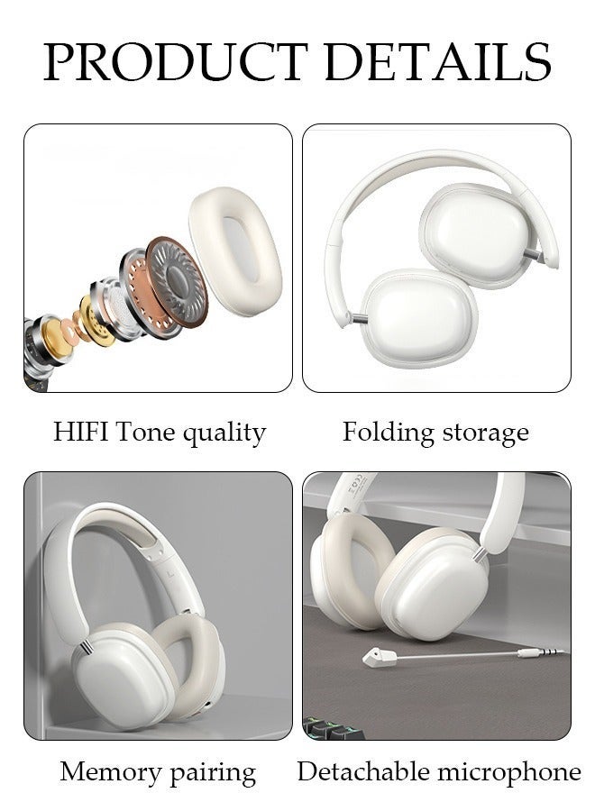 DUNISO Bluetooth Headphones Over Ear, Bluetooth 5.3 Foldable Adjustable Wireless Earphone with Comfort Fit Ear Cups Multifunction button, Intelligent Noise Reduction for Home Office Travel - Image 5