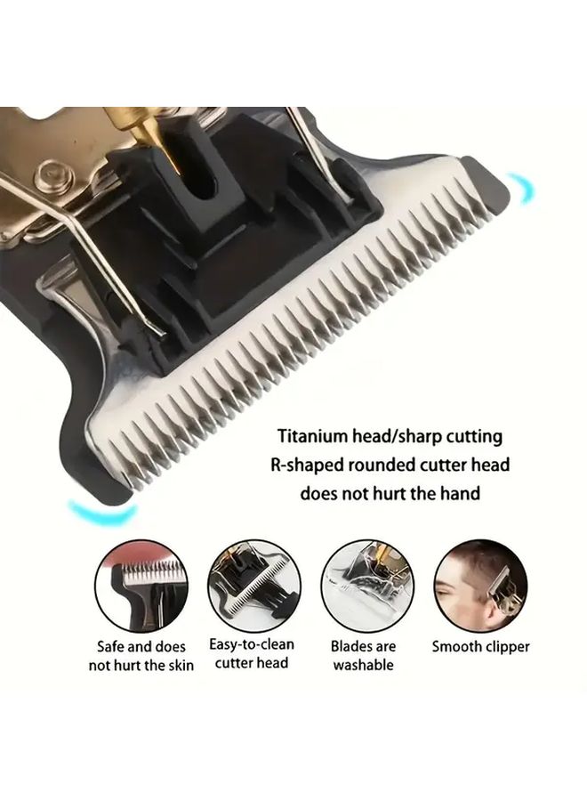 Men Rechargeable Electric Haircut Razor Dragon Black USB Powered Beard Trimmer 5 In 1 Adjustable Guides Long Lasting Battery Ergonomic Grip Safety Lock - Image 5