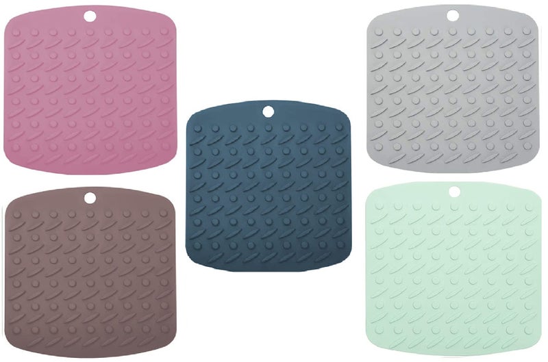 P-Plus International Silicone Trivets Mat for Dish Hot Pads for Counter Top,Pan and Pot Heat Resistant Hot Protector (Square1817 Pack of 5 Random) - Image 1