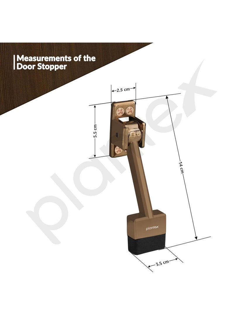 بلانتكس مصّد باب Plantex للباب الرئيسي / مصّد بمقبض مطاطي (5 بوصات) / مصّدات للأبواب الخشبية - (لون ذهبي وردي) - Image 3
