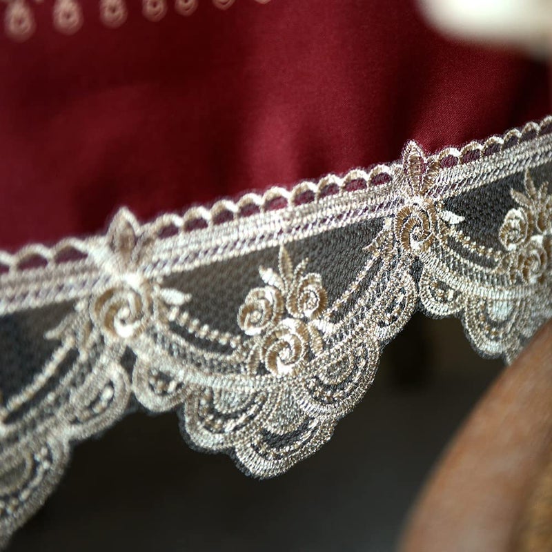 SUTAVIA Lace Embroidered Table Cloth,Rectangular Farmhouse TableCover,Classic Oblong Antique Flower Decor Macrame Tablecloth (Burgundy, Rectangle/Oblong,60 x 84 Inch,6-8 Seats) - Image 3