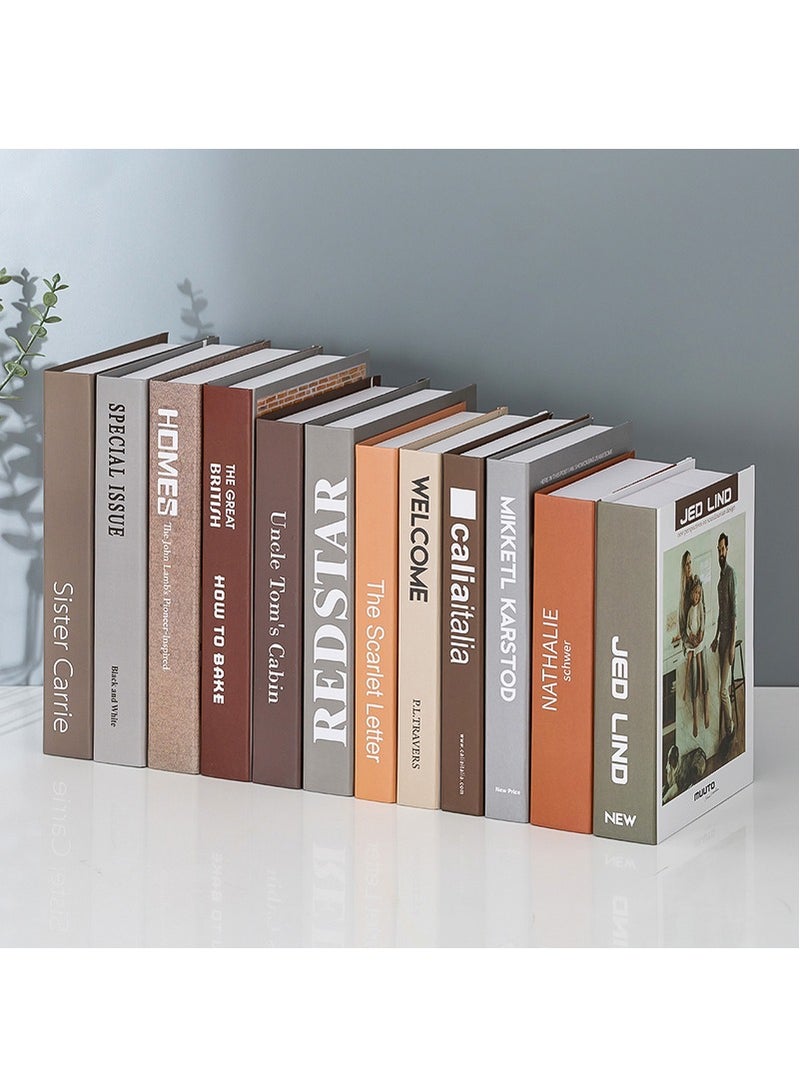 شو وو مجموعة كتب ديكورية مكونة من 12 قطعة من كتب التصميم المستوحاة من ديكورات الكتب المزيفة للعرض، ديكور منزلي ريفي للمكتب، رف كتب، ديكور مزرعة حديث، غرفة معيشة، كتب طاولة قهوة (تحتاج إلى طيها بنفسك)  - Image 1