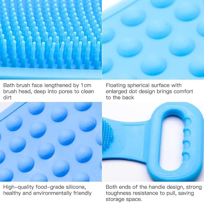 Nexosity silicone Soft Cleaning Body Bath Brush With Shampoo Dispenser and Back Scrubber Bath Brush Washer For Dead Skin Removal Gentle Massage Exfoliation For Kids Men And Women - Image 4