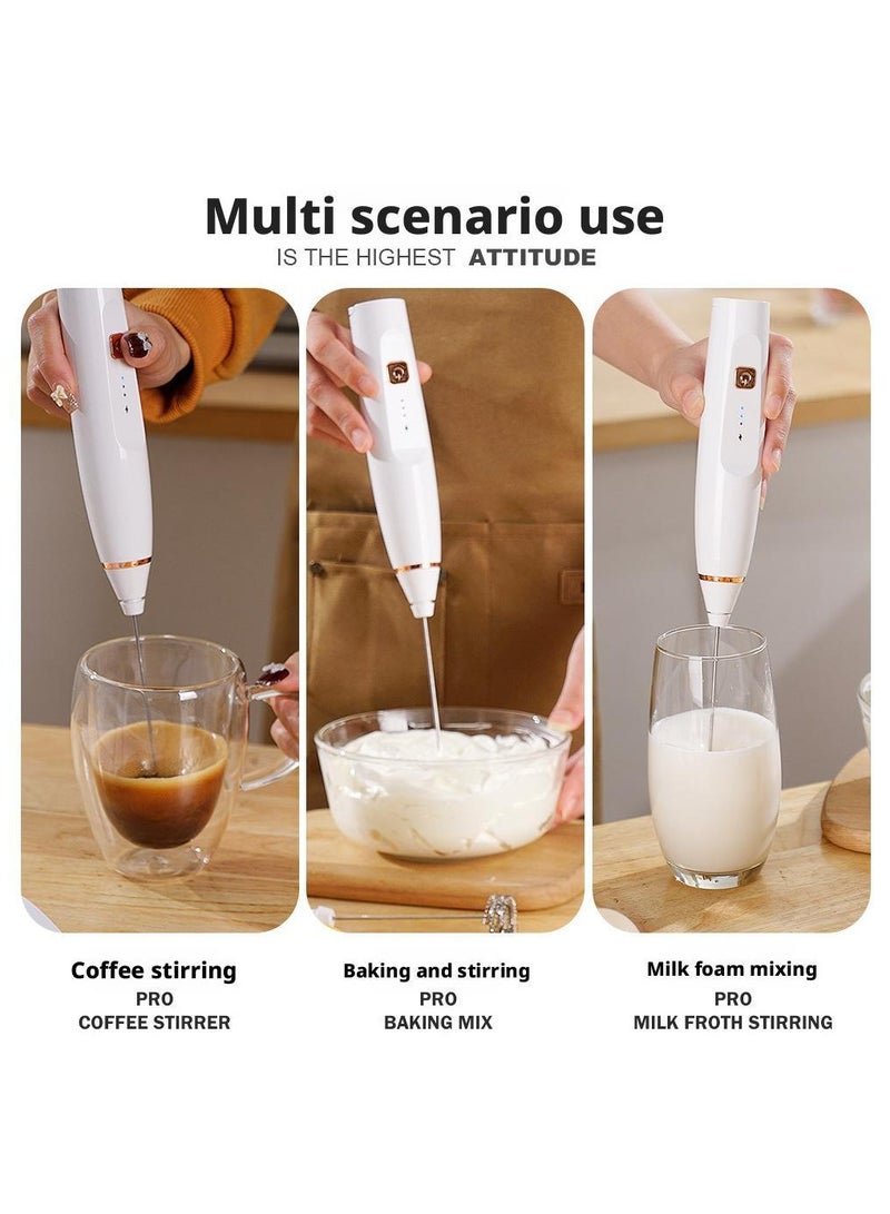 KIIUMI USB Rechargeable Coffee Frother Electric Whisk ,Milk Frother, Electric Foam Maker, 3-Speed Adjustable (Black) - Image 3