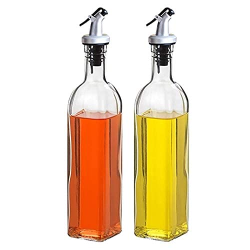KIDINGTON Stainless Steel Silicone Glass Rubber Oil Vinegar Dispenser Gravy Boat Kitchen Bottle LeakProof Soy Sauce Vinegar Storage for Kitchen Transparent 500 ml2 pcs - Image 2