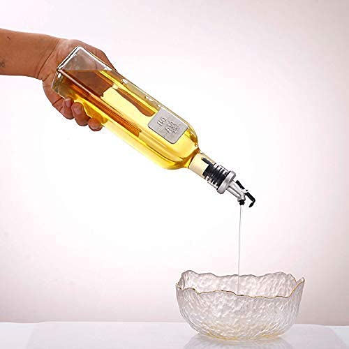 KIDINGTON Stainless Steel Silicone Glass Rubber Oil Vinegar Dispenser Gravy Boat Kitchen Bottle LeakProof Soy Sauce Vinegar Storage for Kitchen Transparent 500 ml2 pcs - Image 5