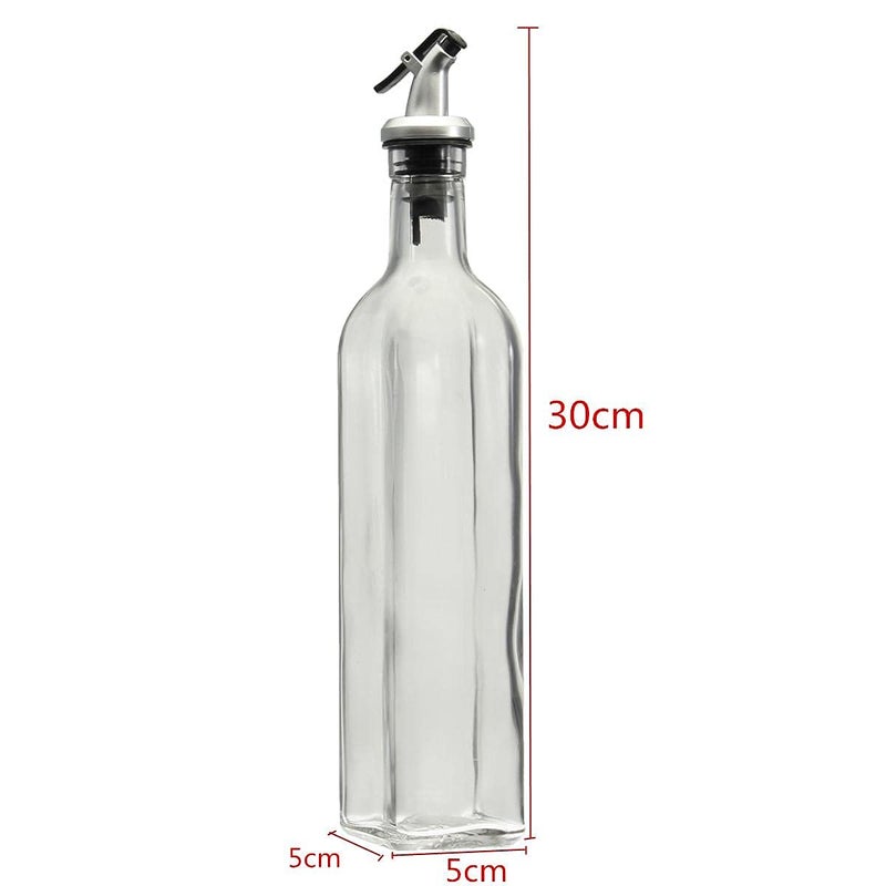 KIDINGTON Stainless Steel Silicone Glass Rubber Oil Vinegar Dispenser Gravy Boat Kitchen Bottle LeakProof Soy Sauce Vinegar Storage for Kitchen Transparent 500 ml2 pcs - Image 4