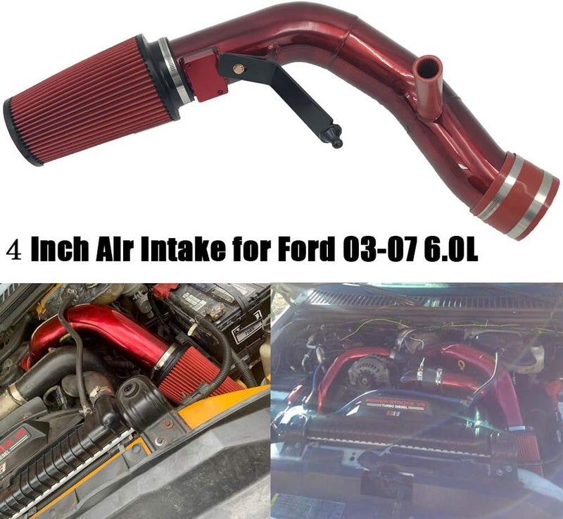 MOOSUN Cold Air Intake Kit for 2003-2007 Ford 6.0L F-250 F-350 Powerstroke Diesel 6.0L (Red) - Image 5