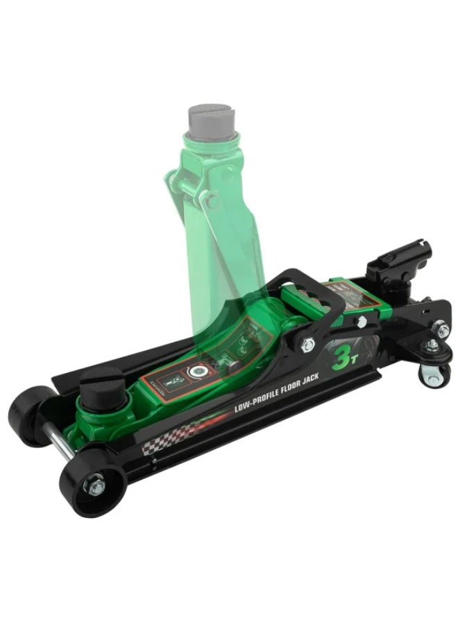 ROCKFORCE Low Profile Hydraulic Floor Jack 3T – 360° Swivel Handle Vehicle Jack 85–385mm with Rubber Pad - Image 2