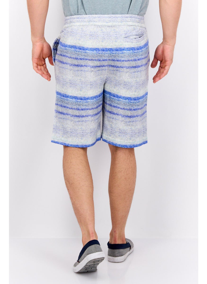 Scotch & Soda Men Drawstring Graphic Print Basic Shorts, Blue  - Image 3