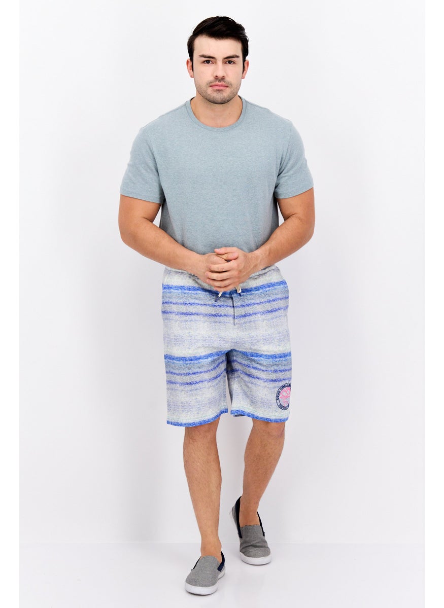 Scotch & Soda Men Drawstring Graphic Print Basic Shorts, Blue  - Image 4