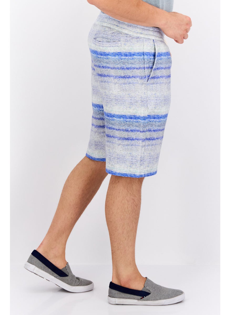 Scotch & Soda Men Drawstring Graphic Print Basic Shorts, Blue  - Image 2