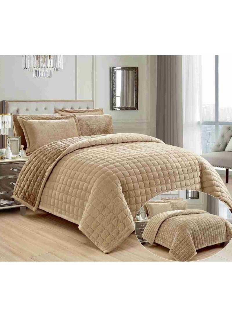 Bedspread set for one and a half people, plain, soft, winter, 4 pieces, quilt size 200 x 170 cm, microfiber - Image 1