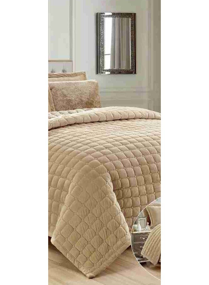 Bedspread set for one and a half people, plain, soft, winter, 4 pieces, quilt size 200 x 170 cm, microfiber - Image 3