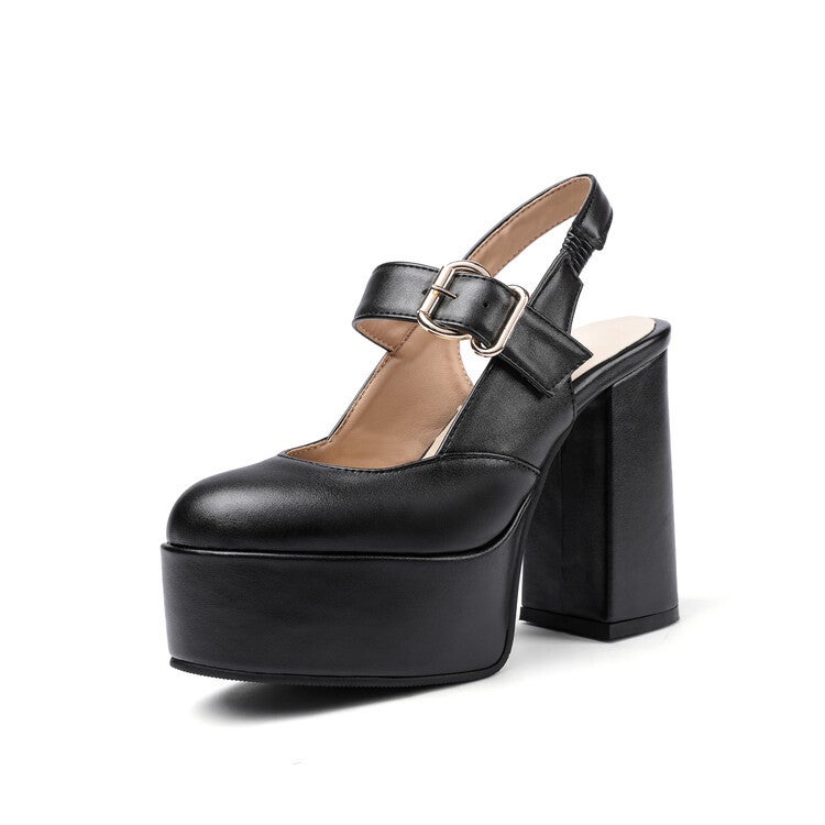 Large Size Water Platform Block Heel Women'S Shoes Closed Toe Back Empty Heel Sandals C23-37 - Image 5