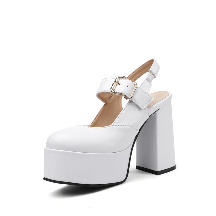 Large Size Water Platform Block Heel Women'S Shoes Closed Toe Back Empty Heel Sandals C23-37 - Image 1