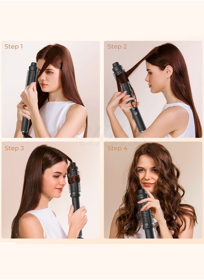 BUPY - Thermal Brush Curling Brush, 3 in 1 Heated Round Brush, Double PTC 30S Fast Heat Up Hot Brush Dual Voltage, Ideal for Travel, Straightening, Curling, Heat Brush for Hair Styling (Black) - Image 1