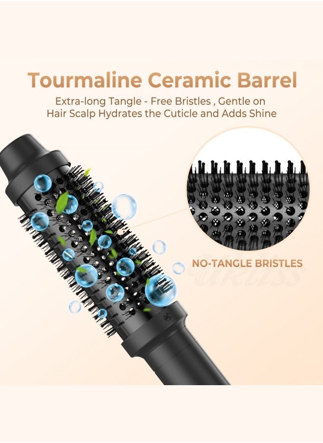 BUPY - Thermal Brush Curling Brush, 3 in 1 Heated Round Brush, Double PTC 30S Fast Heat Up Hot Brush Dual Voltage, Ideal for Travel, Straightening, Curling, Heat Brush for Hair Styling (Black) - Image 1