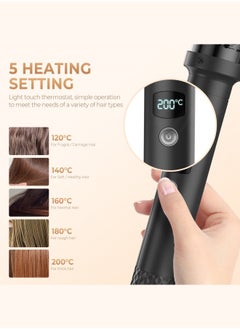 BUPY Thermal Brush Curling Brush, 3 in 1 Heated Round Brush, Double PTC 30S Fast Heat Up Hot Brush Dual Voltage, Ideal for Travel, Straightening, Curling, Heat Brush for Hair Styling (Black)  - Image 4