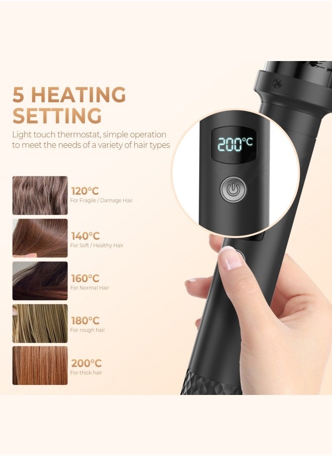 BUPY - Thermal Brush Curling Brush, 3 in 1 Heated Round Brush, Double PTC 30S Fast Heat Up Hot Brush Dual Voltage, Ideal for Travel, Straightening, Curling, Heat Brush for Hair Styling (Black) - Image 1