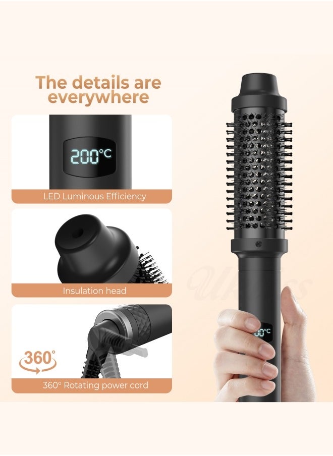 BUPY - Thermal Brush Curling Brush, 3 in 1 Heated Round Brush, Double PTC 30S Fast Heat Up Hot Brush Dual Voltage, Ideal for Travel, Straightening, Curling, Heat Brush for Hair Styling (Black) - Image 1