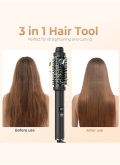 BUPY Thermal Brush Curling Brush, 3 in 1 Heated Round Brush, Double PTC 30S Fast Heat Up Hot Brush Dual Voltage, Ideal for Travel, Straightening, Curling, Heat Brush for Hair Styling (Black)  - Image 3
