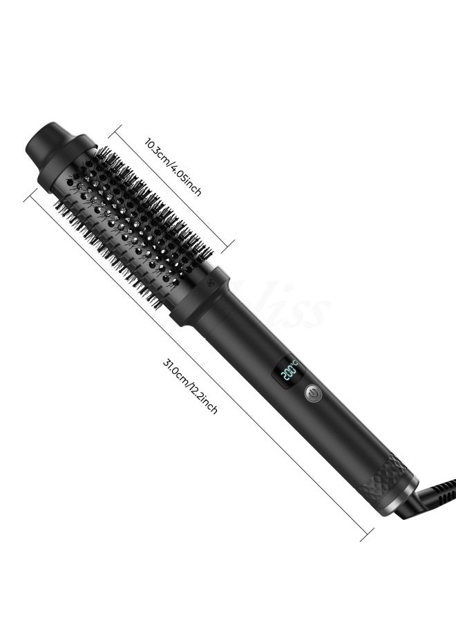 BUPY - Thermal Brush Curling Brush, 3 in 1 Heated Round Brush, Double PTC 30S Fast Heat Up Hot Brush Dual Voltage, Ideal for Travel, Straightening, Curling, Heat Brush for Hair Styling (Black) - Image 1