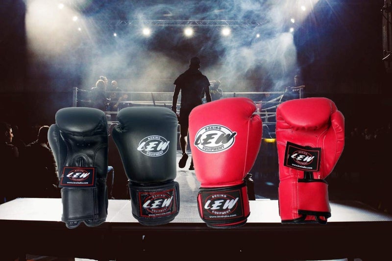 LEW Pro Faux Leather Training/Fight/MMA/Muay Thai Boxing Gloves with a Pair of Hand Wraps - Image 4