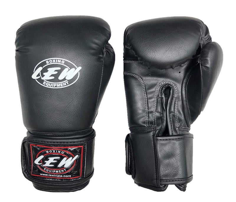 LEW Pro Faux Leather Training/Fight/MMA/Muay Thai Boxing Gloves with a Pair of Hand Wraps - Image 1
