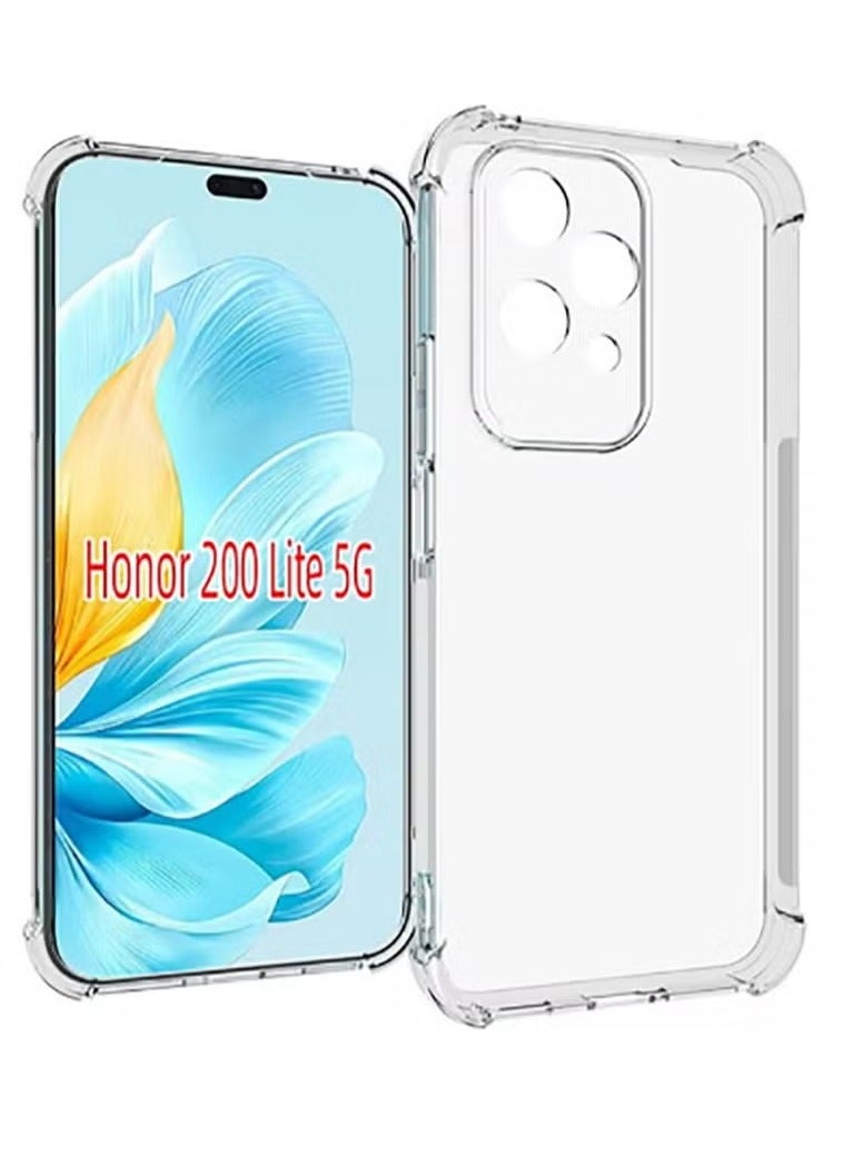 فيسوس حافظة واقية لهاتف Honor 200 Lite 5G غطاء حماية شفاف من مادة TPU بأربعة زوايا وممتص للصدمات شفاف وناعم - Image 1