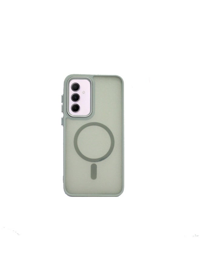 جراب متوافق مع هاتف Samsung Galaxy A55 - غطاء نحيف خفيف الوزن غير لامع مع حلقة زخرفية ، مقاوم للصدمات، مضاد للخدش، حماية كاملة - رمادي - Image 1