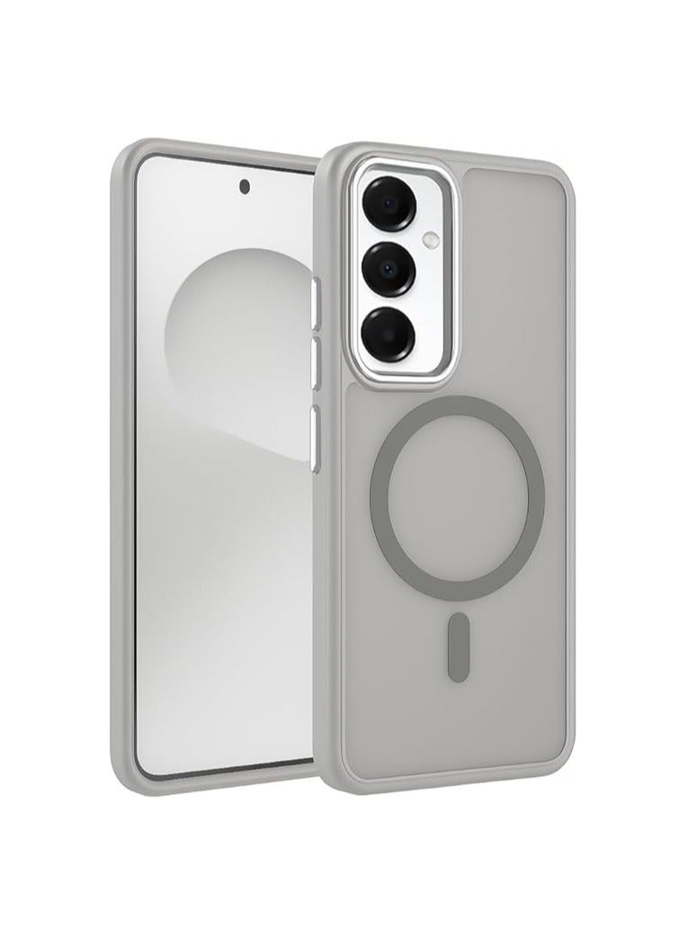 جراب متوافق مع هاتف Samsung Galaxy A55 - غطاء نحيف خفيف الوزن غير لامع مع حلقة زخرفية ، مقاوم للصدمات، مضاد للخدش، حماية كاملة - رمادي - Image 2