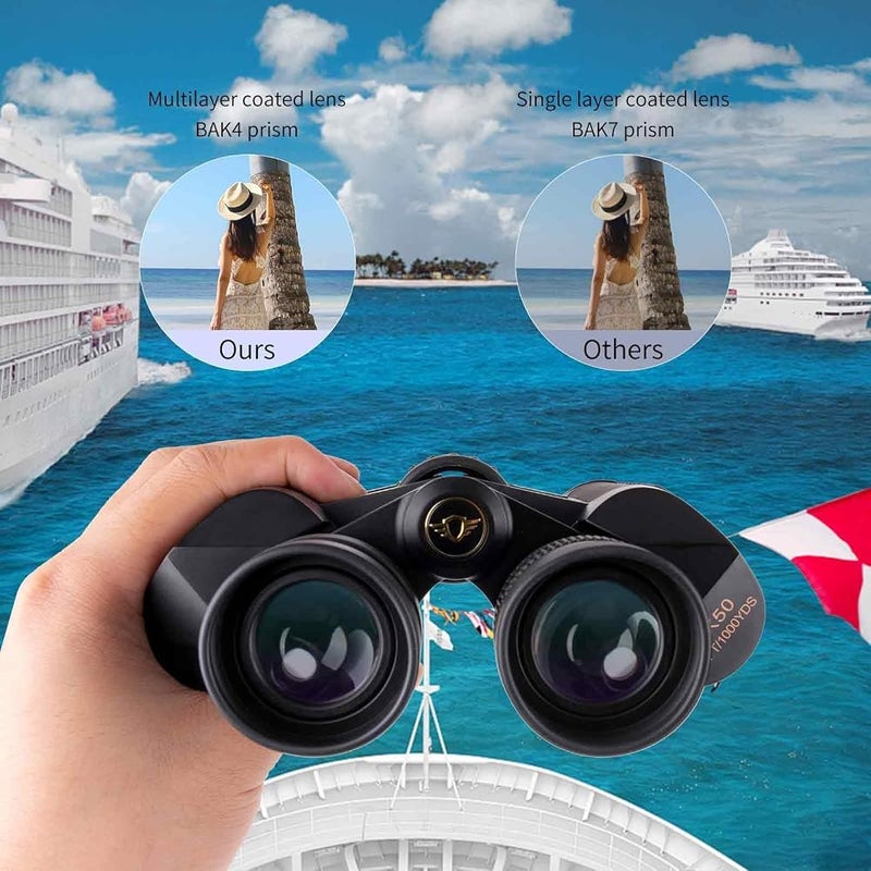 LUXUN 10x50 Binoculars for Adults, HD Compact Binocular with Low Light Night Vision, Powerful Waterproof Binoculars for Hunting Bird Watching and Concerts - Image 3