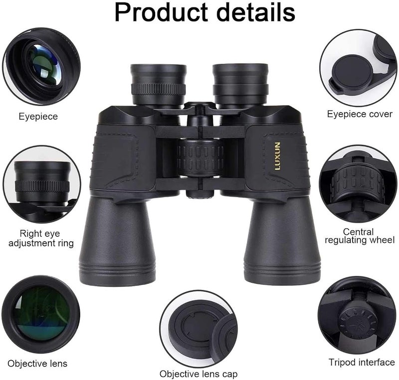LUXUN 10x50 Binoculars for Adults, HD Compact Binocular with Low Light Night Vision, Powerful Waterproof Binoculars for Hunting Bird Watching and Concerts - Image 2