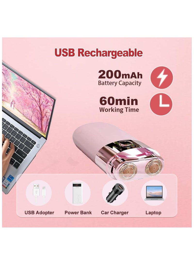 Electric Hair Removal for Women, Portable Painless Electric Shaver Device for Face, Rechargeable Facial Hair Removal, Travel Mini Face Shaver for Upper Lip, Chin, Eyebrow, Neck, Leg - Image 5