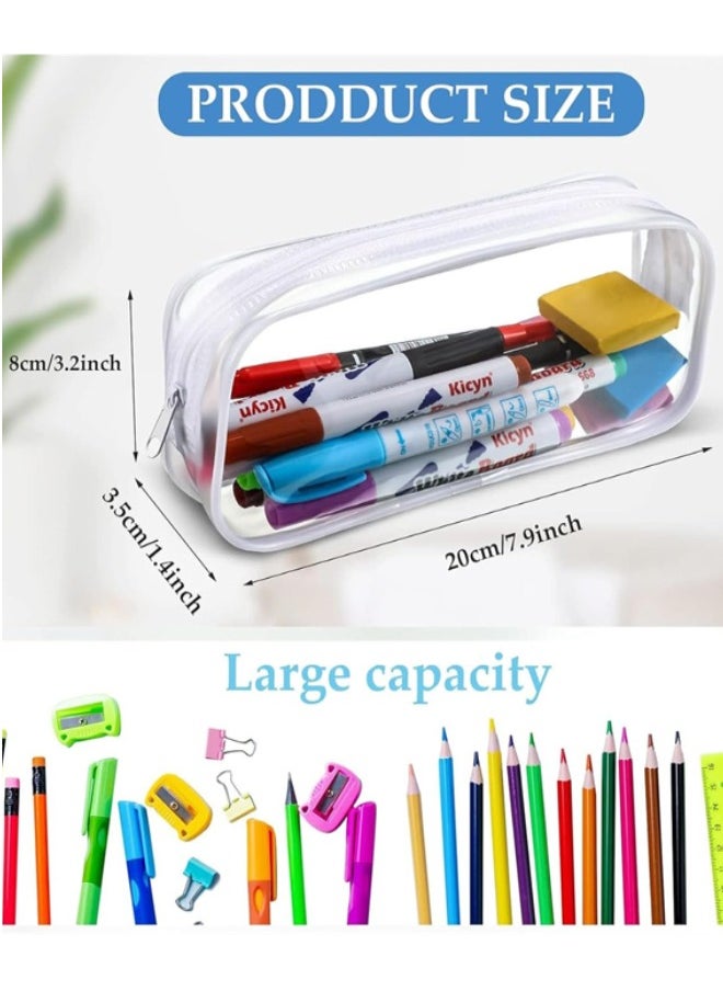 Generic Clear PVC Zipper Pencil Bag, 2pcs Portable Pencil Bag WaterproofMakeup Pouch for Office Stationery and Travel Storage, Black White  - Image 2