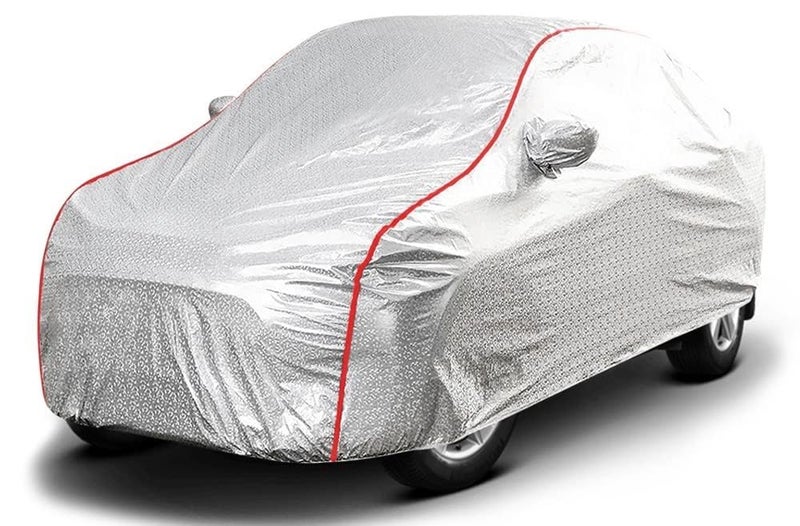 PROTEGO All Weather Protection Car Cover for HYUNDAI Creta 2014-2019 | Anti Dust, 100% Waterproof, Durable- Triple Stitched Elastic Grip with Mirror & Antenna Pocket |(Metallic Silver with Red Piping) - Image 4