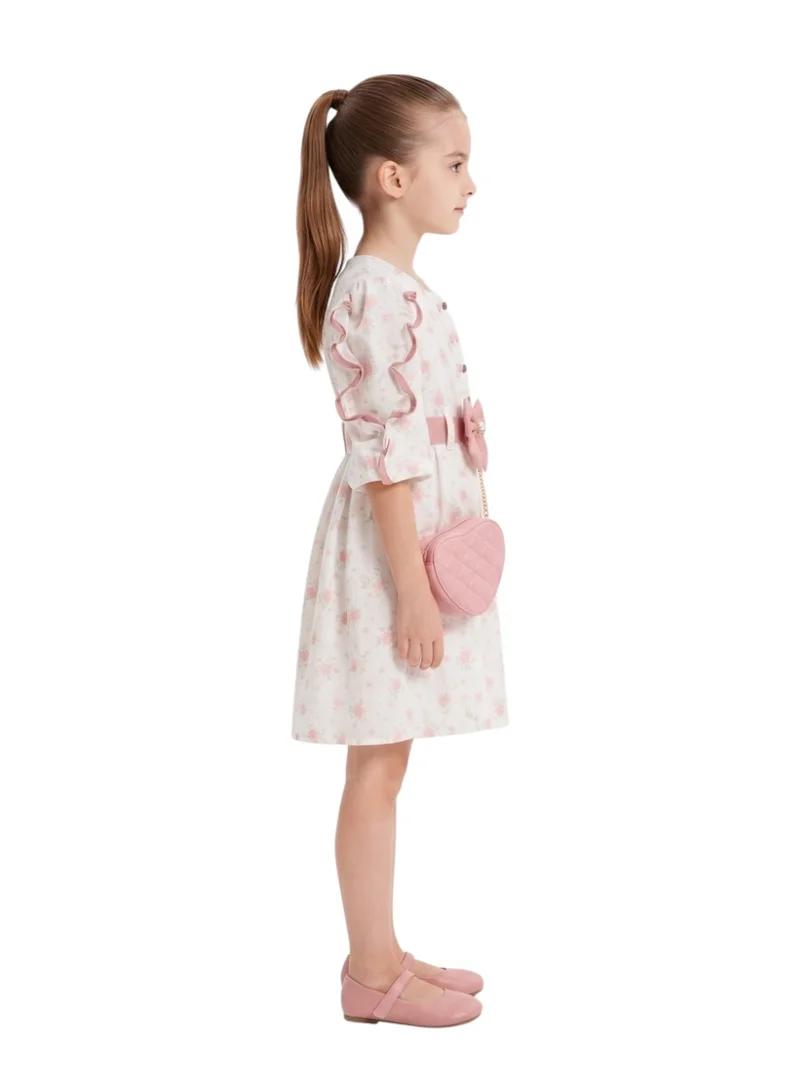 Bidani Lujain Blossom Dress Pink with Bag