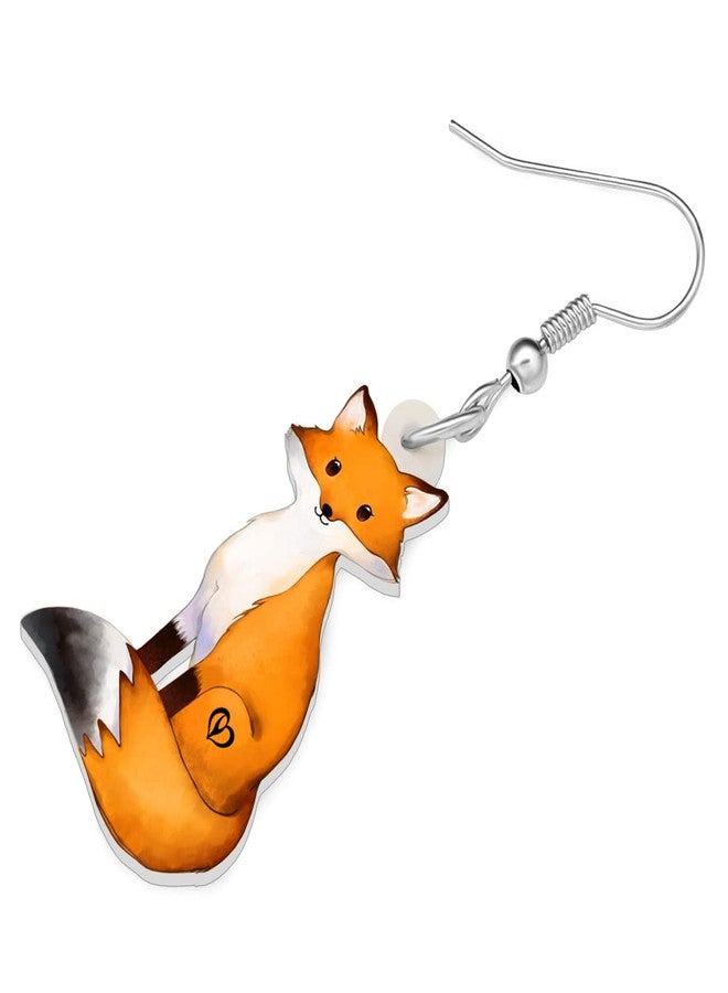 DALANE Acrylic Anime Fox Earrings Animals Dangle Drop Fashion Jewelry for Women Charms Gifts Party Favors (Orange) - Image 4