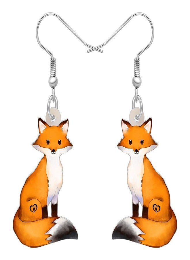 DALANE Acrylic Anime Fox Earrings Animals Dangle Drop Fashion Jewelry for Women Charms Gifts Party Favors (Orange) - Image 1
